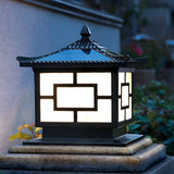 Chinese Style Square Metal Outdoor Solar Table Lamp Image - 3