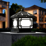 Chinese Vintage Solar Square Metal Outdoor Post Lamp Image - 3