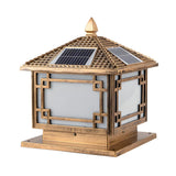 Chinese Vintage Solar Square Metal Outdoor Post Lamp Image - 8