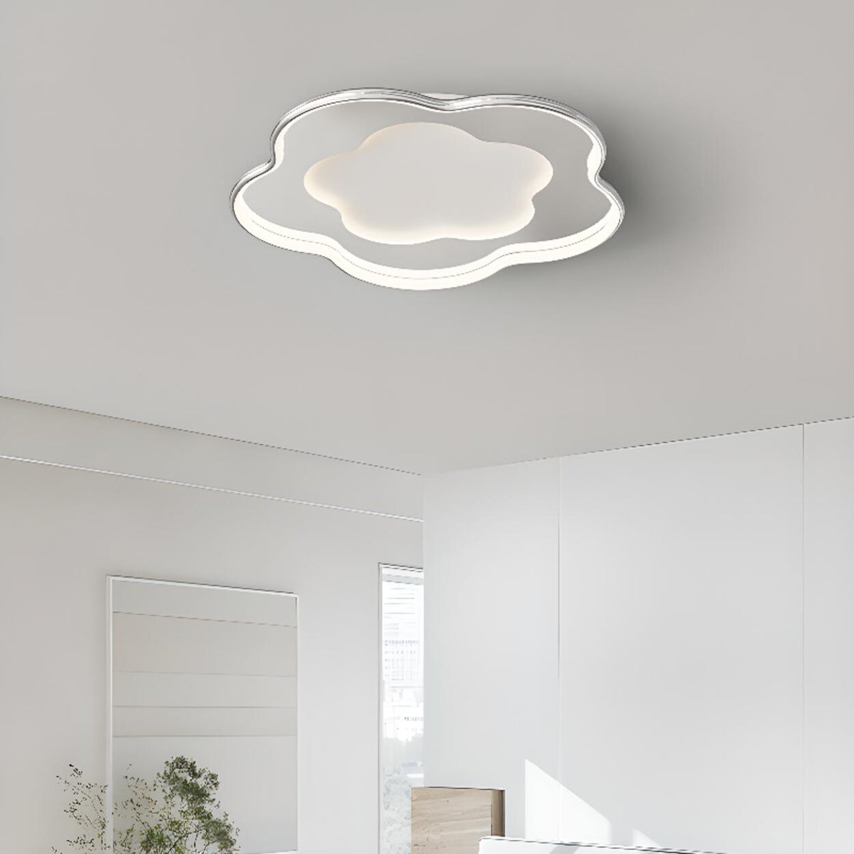 Chrome Flower LED Flush Mount Ceiling Light 3-Light Image - 5