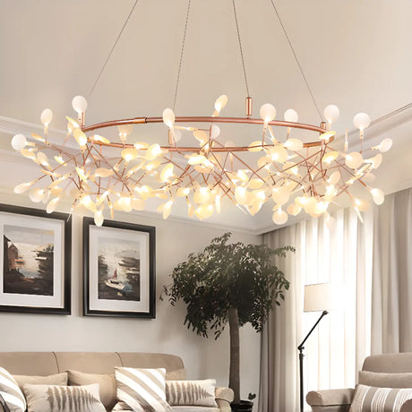 Circle Branch Metal Acrylic Living Room Chandelier Image - 1