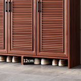 Claasic Wooden Shoe Storage Cabinet Hallway Brown 3 Doors Image - 17