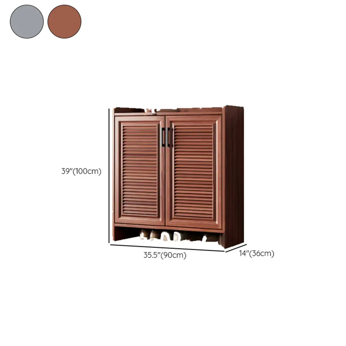 Claasic Wooden Shoe Storage Cabinet Hallway Brown 3 Doors Image - 22