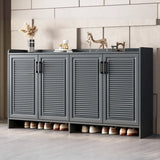 Claasic Wooden Shoe Storage Cabinet Hallway Brown 3 Doors Image - 6