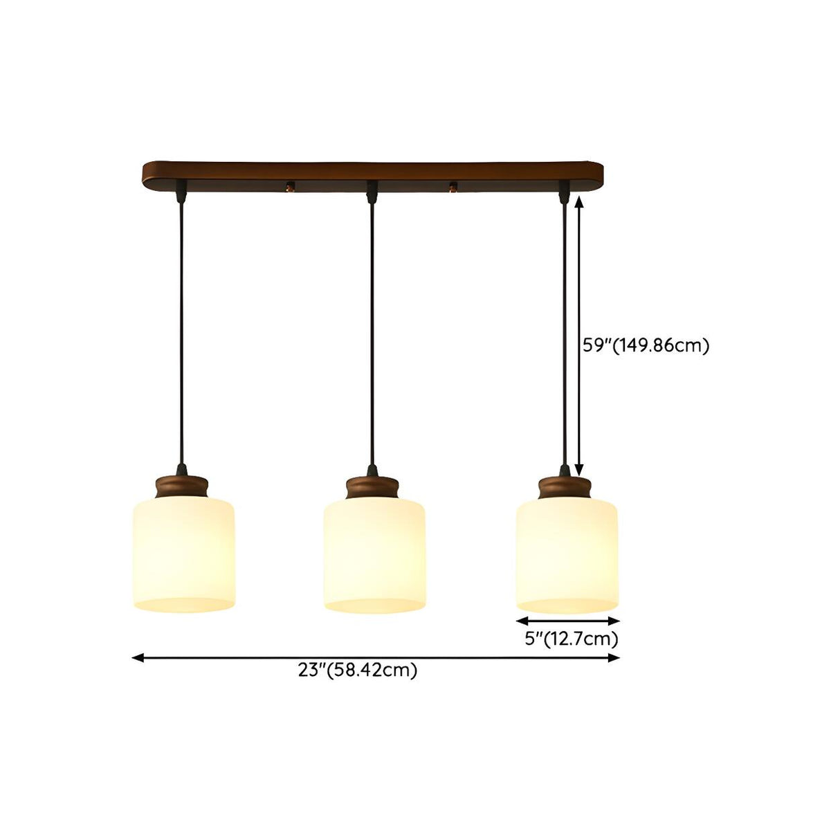 Classic 3-Light Cylinder Brown Island Pendant Light 