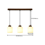 Classic 3-Light Cylinder Brown Island Pendant Light #size