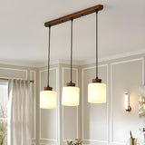 Classic 3-Light Cylinder Brown Island Pendant Light Image - 3