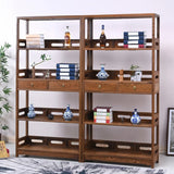 Classic 4-Tiers Open Wooden Brown Storage Bookshelf Image - 3
