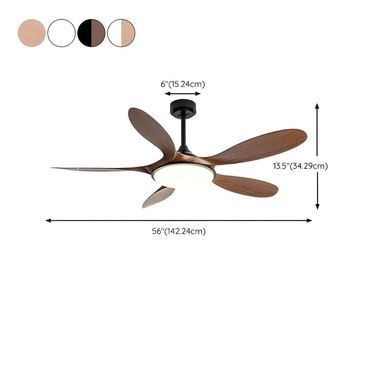 Classic 5 Blade Remote Control Ceiling Fan with Light Image - 21