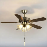 Classic 5 Blades Bronze Flower Ceiling Fan with Lights Image - 3