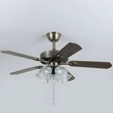 Classic 5 Blades Bronze Flower Ceiling Fan with Lights Image - 6