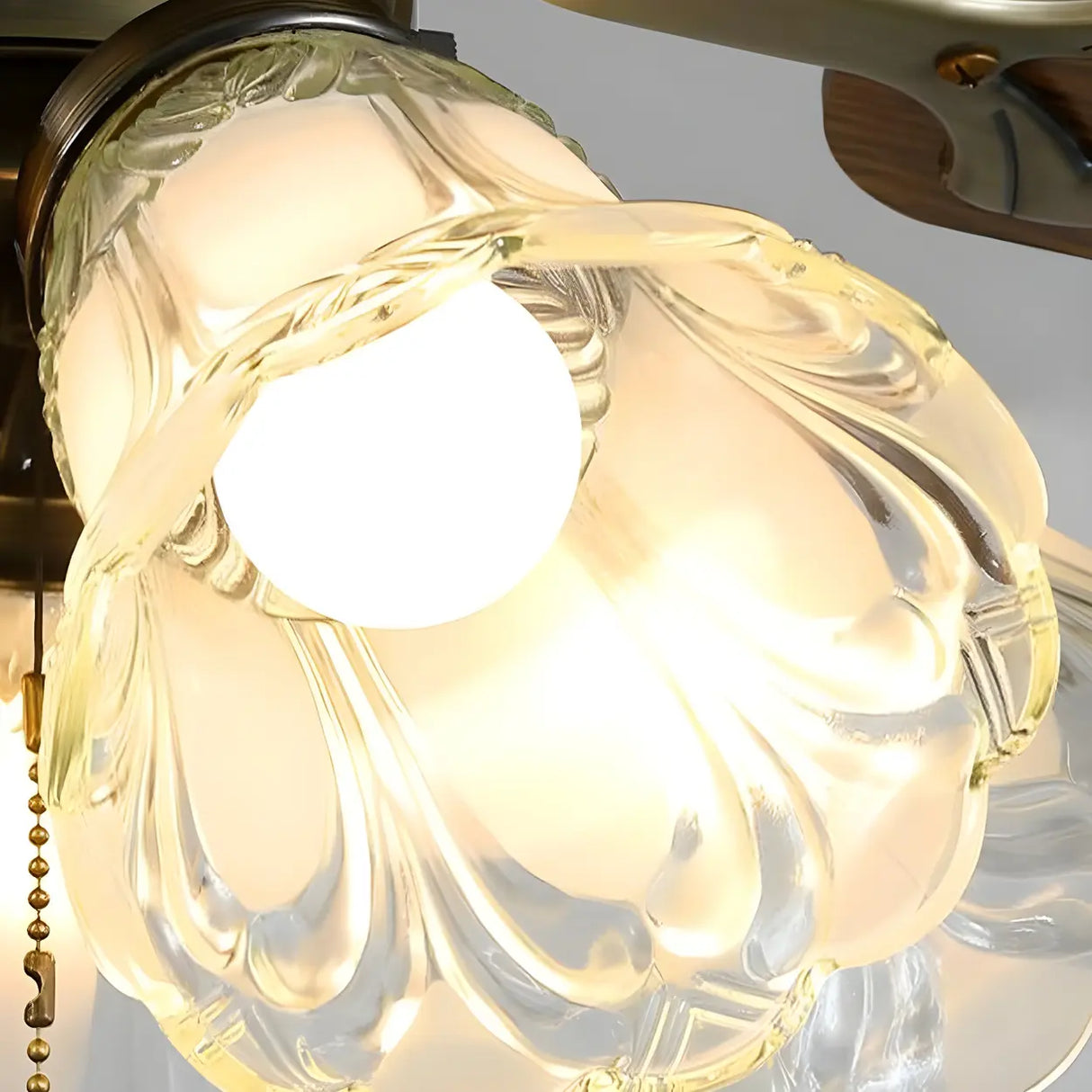 Classic 5 Blades Bronze Flower Ceiling Fan with Lights Image - 7