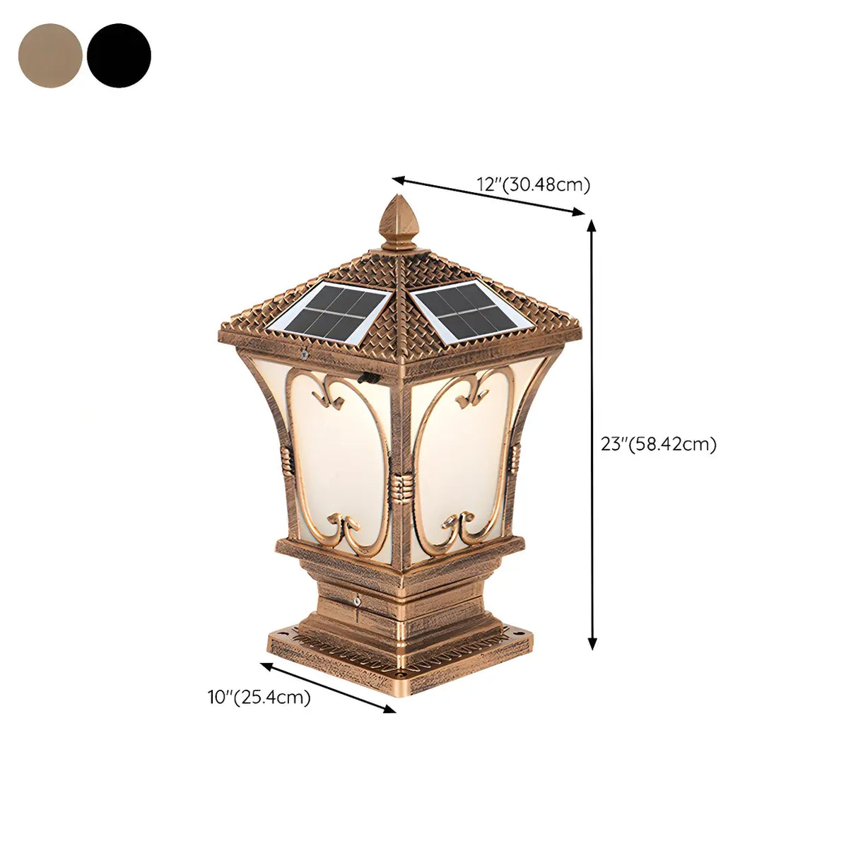 Classic Black Aluminum Vintage Solar Outdoor Post Light Image - 15