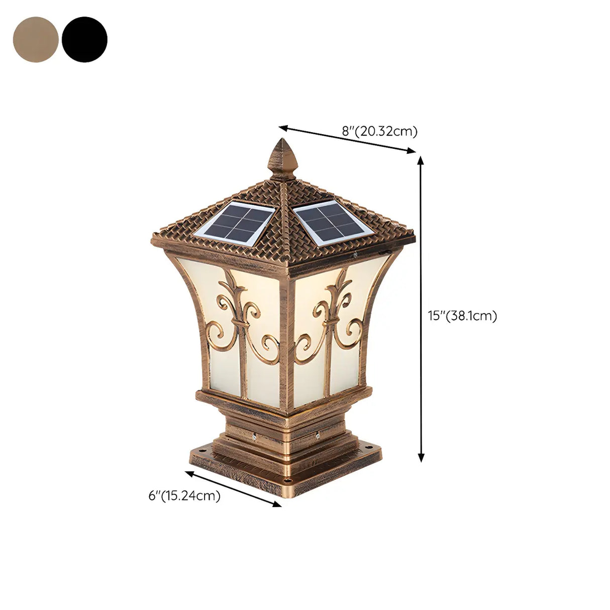 Classic Black Aluminum Vintage Solar Outdoor Post Light Image - 16