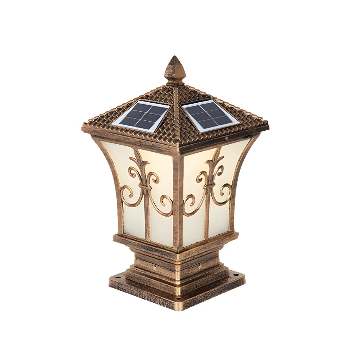 Classic Black Aluminum Vintage Solar Outdoor Post Light Image - 7