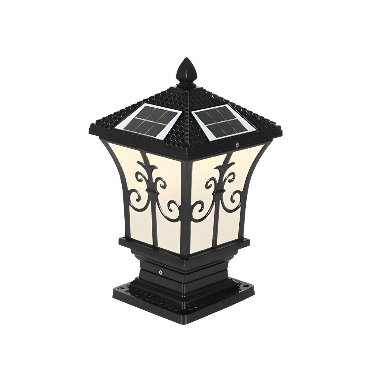 Classic Black Aluminum Vintage Solar Outdoor Post Light Image - 8