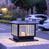 Classic Black Cube Glass Solar Outdoor Table Lamp Image - 15