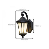 Classic Black Lantern Glass Outdoor Ambient Wall light #size