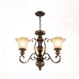 Classic Bronze Bell Matte White Glass Chandelier Image - 2