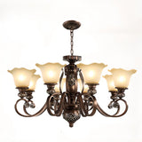 Classic Bronze Bell Matte White Glass Chandelier Image - 4