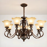 Classic Bronze Bell Matte White Glass Chandelier Image - 5