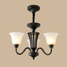 Classic Bronze Curved Arms Round Frosted Glass Chandelier Image - 12