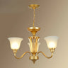 Classic Bronze Curved Arms Round Frosted Glass Chandelier Image - 18