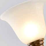 Classic Bronze Curved Arms Round Frosted Glass Chandelier Image - 30
