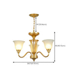 Classic Bronze Curved Arms Round Frosted Glass Chandelier Image - 38