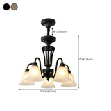 Classic Bronze Curved Arms Round Frosted Glass Chandelier Image - 33