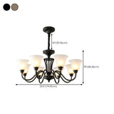 Classic Bronze Curved Arms Round Frosted Glass Chandelier Image - 34