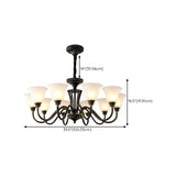 Classic Bronze Curved Arms Round Frosted Glass Chandelier Image - 37