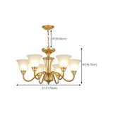 Classic Bronze Curved Arms Round Frosted Glass Chandelier Image - 40