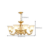 Classic Bronze Curved Arms Round Frosted Glass Chandelier Image - 41