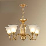 Classic Bronze Curved Arms Round Frosted Glass Chandelier Image - 19