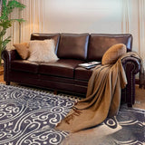 Classic Brown Full Grain Cow Leather Pillow Back Sofa Image - 12