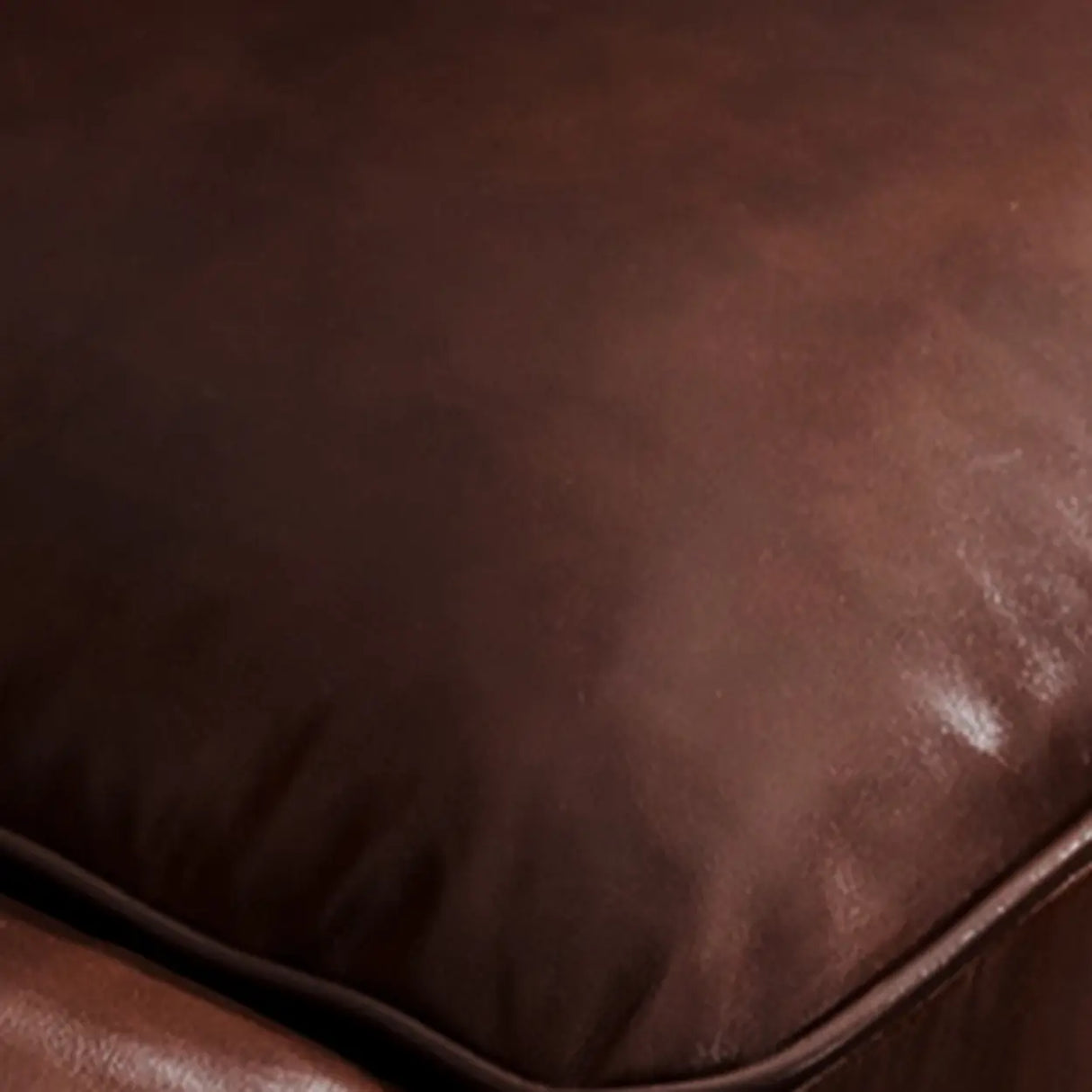 Classic Brown Full Grain Cow Leather Pillow Back Sofa Image - 8