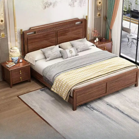 Classic Brown King Rectangular Wood Storage Included Bed Image - 1