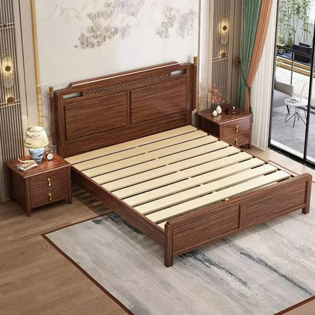 Classic Brown King Rectangular Wood Storage Included Bed Image - 2