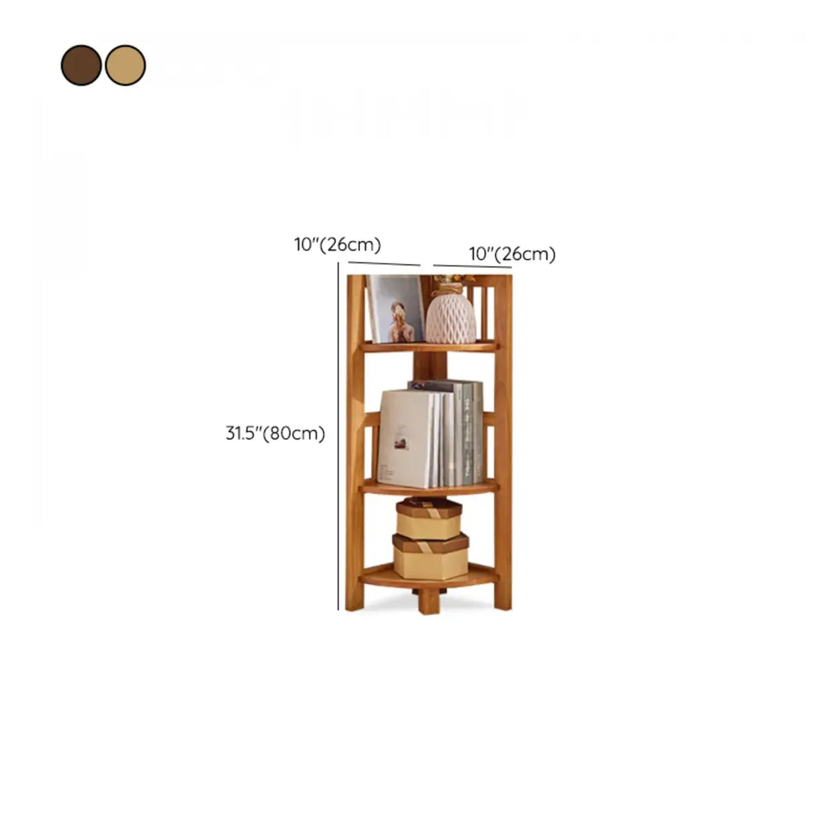 Classic Brown Vertical Corner Storage Narrow Bookcase 