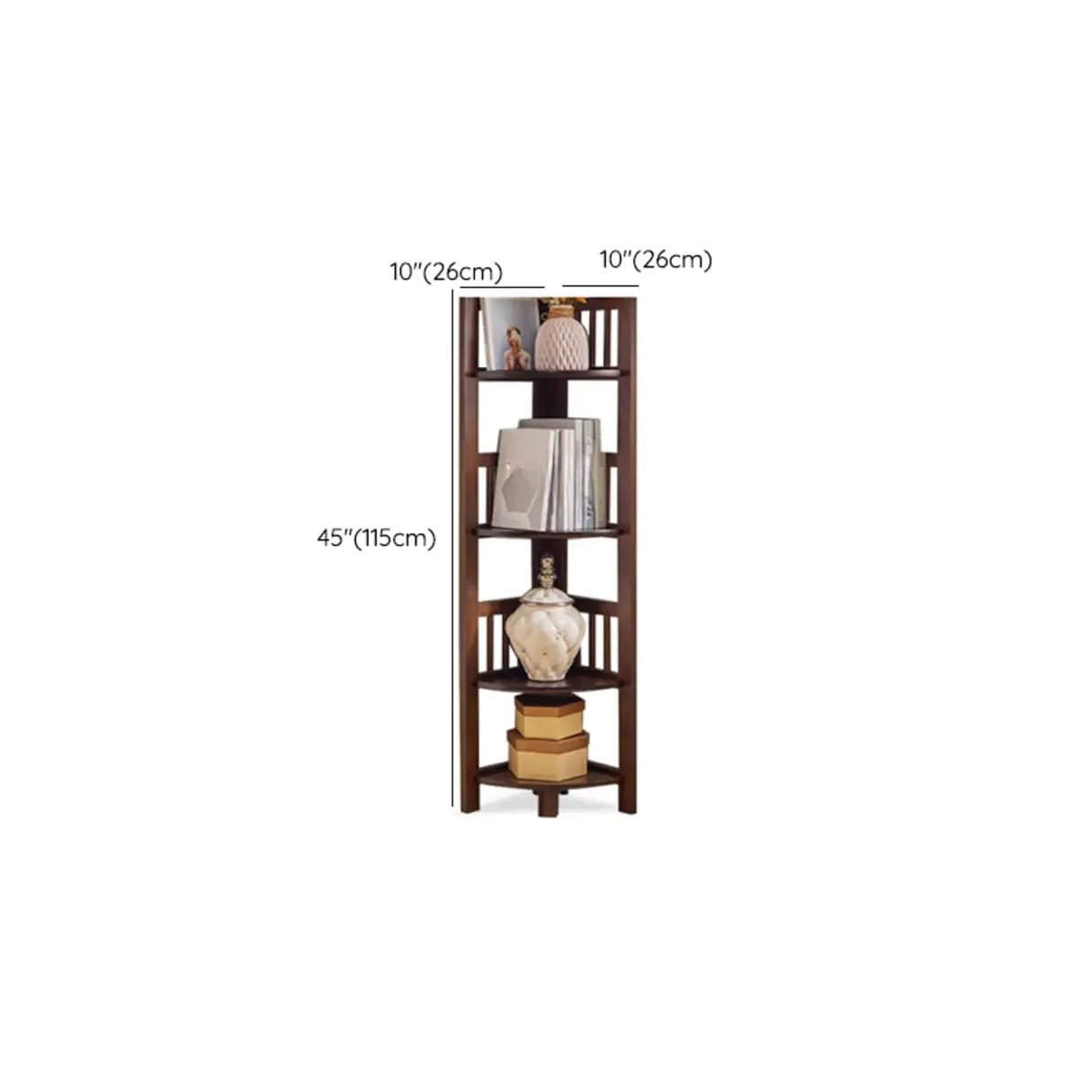 Classic Brown Vertical Corner Storage Narrow Bookcase Image - 13
