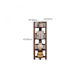 Classic Brown Vertical Corner Storage Narrow Bookcase Image - 13