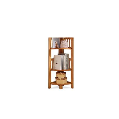 Classic Brown Vertical Corner Storage Narrow Bookcase Image - 2