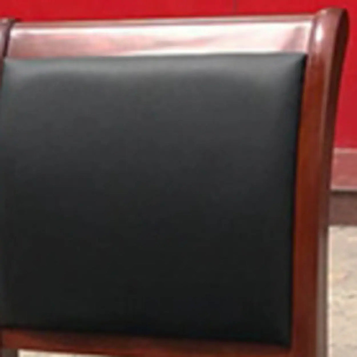 Classic Brown Wood Frame Black Leather Office Chair Image - 8