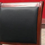 Classic Brown Wood Frame Black Leather Office Chair Image - 8