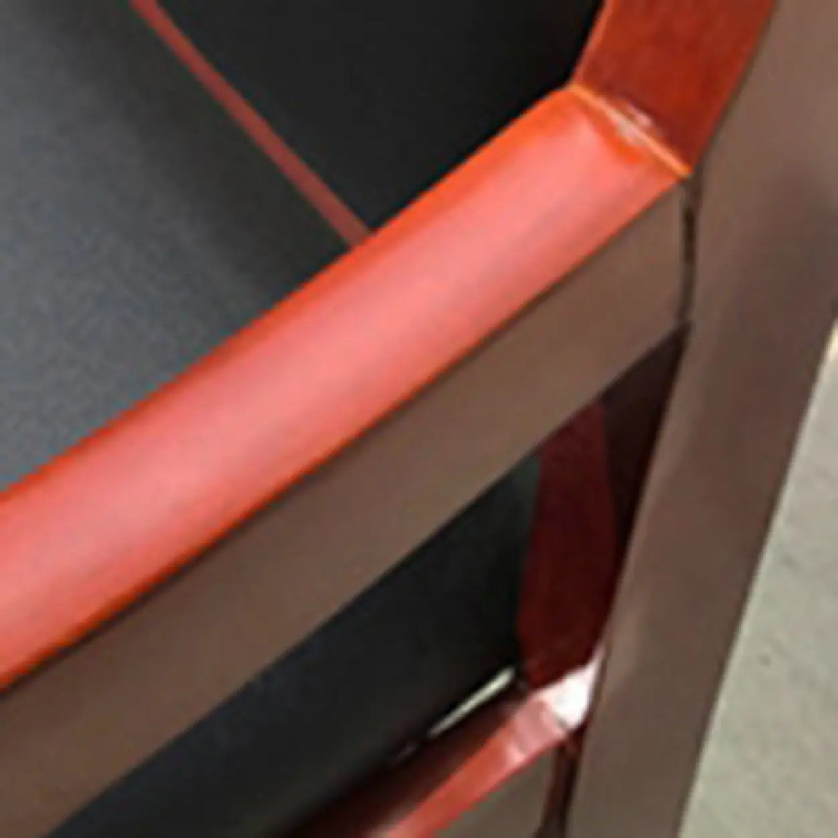 Classic Brown Wood Frame Black Leather Office Chair Image - 9