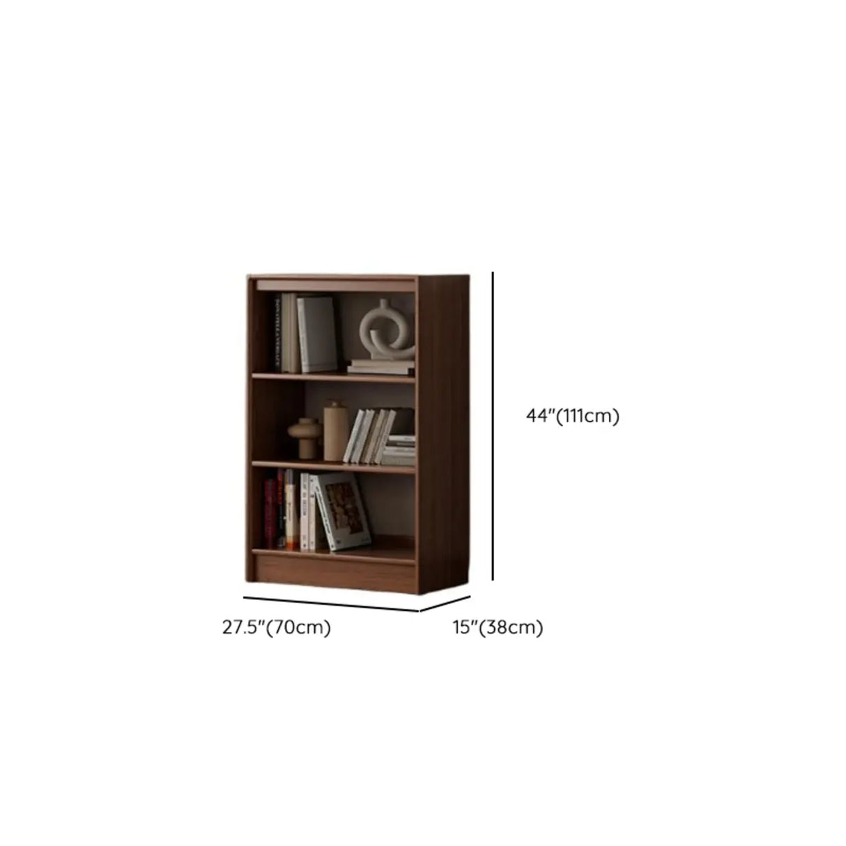 Classic Brown Wood Vertical Bookshelf with Drawers 