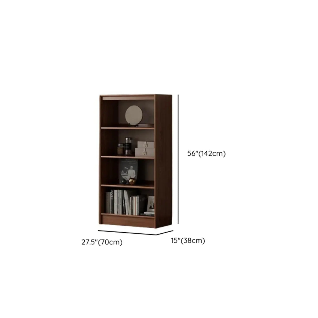 Classic Brown Wood Vertical Bookshelf with Drawers Image - 12