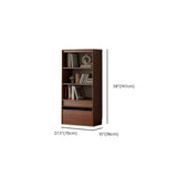 Classic Brown Wood Vertical Bookshelf with Drawers Image - 14