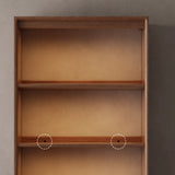 Classic Brown Wood Vertical Bookshelf with Drawers Image - 7
